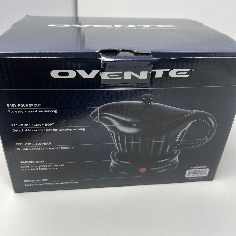 NIB Ovente Electric Gravy Boat Warmer w/ ceramic pot & lid 13.5 oz electric base